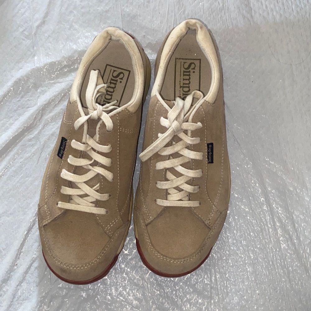 Simple Leather And Canvas Women Size 7 Tennis Shoes